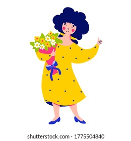 Woman bouquet in trendy style, vector isolated illustration.