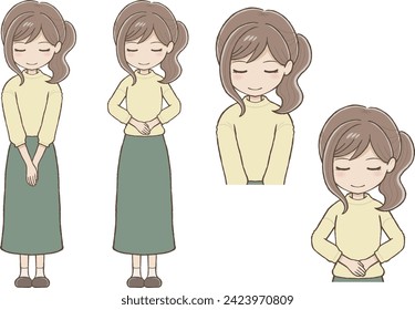 Woman Bowing in Two Different Poses