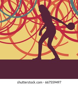 Woman bowling player vector abstract background