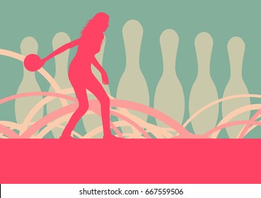 Woman bowling player vector abstract background