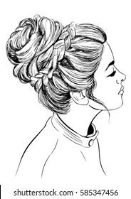 Woman with Braided bun hairstyles