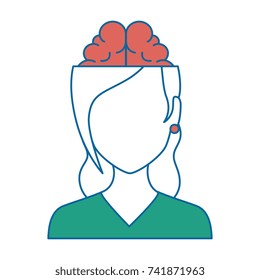 woman with brain avatar character