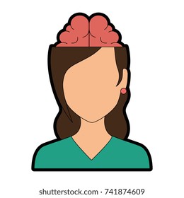 woman with brain avatar character