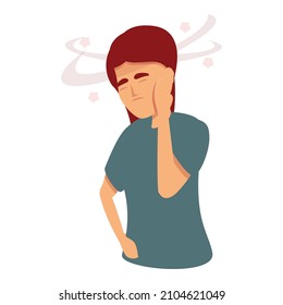 Woman Brain Pain Icon Cartoon Vector. Flu Sick. Dizzy Pain