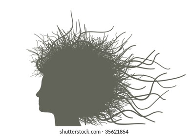 Woman with branches hair