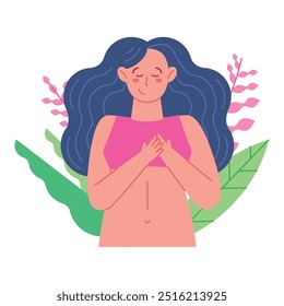 woman for breast cancer awareness isolated