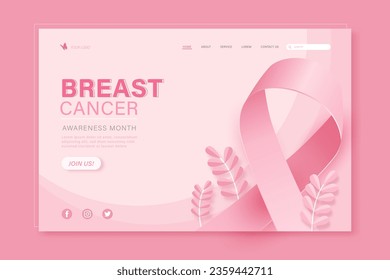 Woman breast cancer awareness month website template cover background 