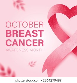 Woman breast cancer awareness month background with pink ribbon symbol decoration