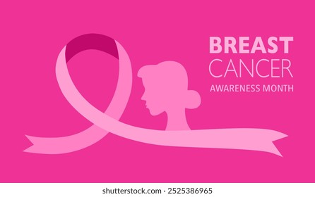 Woman breast cancer awareness month banner background decoration with pink ribbon symbol