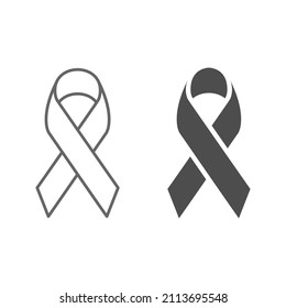 Woman breast cancer glyph and line ribbon