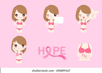 woman with breast cancer on the pink background