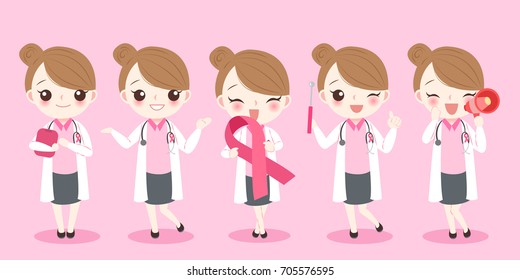 woman with breast cancer prevention on the pink background