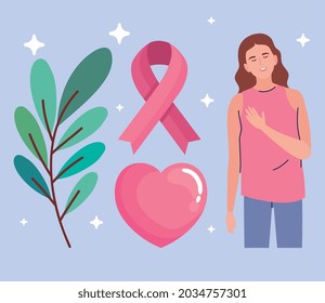 woman with breast cancer symbols