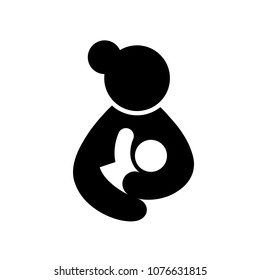 Woman breastfeeding her child  icon design. Mother and Child pictogram. Flat style, vector illustration isolated on white background.