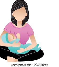 woman breastfeeding her son in her arms