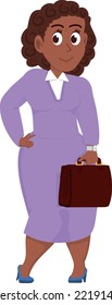 woman with briefcase. Working person happy character