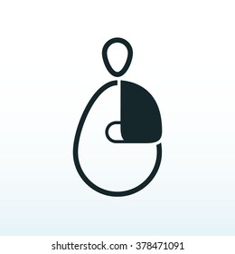 Woman with broken arm line icon. Traumatology concept. Isolated on white with navy gradient background. Flat style trendy modern vector illustration