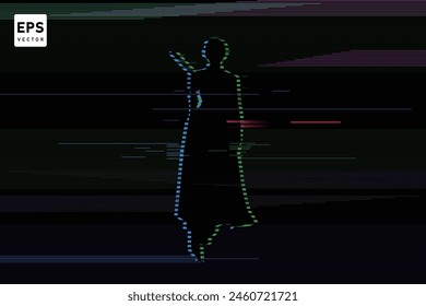 A woman in a broken dark computer screen