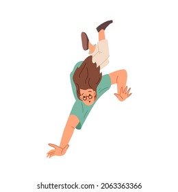 Woman with broken heart, mental problems fall down isolated flat cartoon character. Vector sad depressed female, unhappy girl falls after failure, lonely hopeless person in despair and frustration