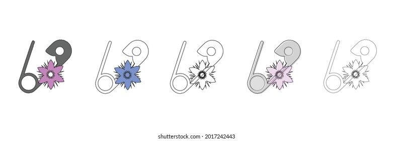 woman brooch vector type icon 