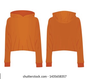 Woman brown crop hoodie. vector illustration