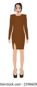 Woman in a brown dress. vector