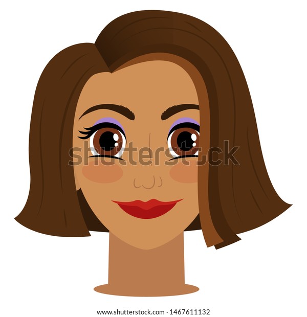 woman brown eyes tanned short hair stock vector royalty