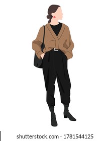 Woman Brown shirt fashion Illustration vector art