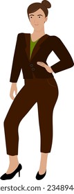 woman in a brown suit. Business woman vector Illustration.