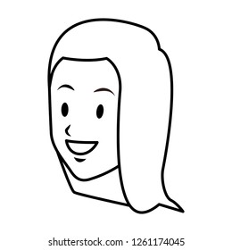 woman brunette smiling only face black and white