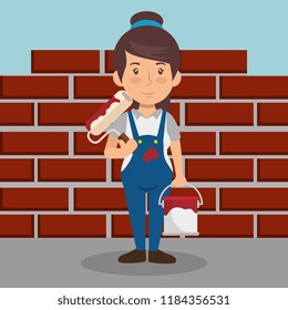 woman builder character working