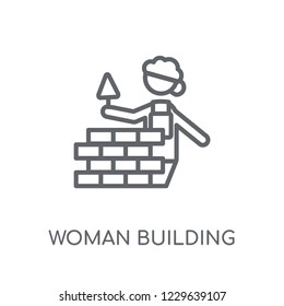 Woman Building a Wall linear icon. Modern outline Woman Building a Wall logo concept on white background from Ladies collection. Suitable for use on web apps, mobile apps and print media.