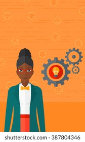 Woman with bulb and gears.