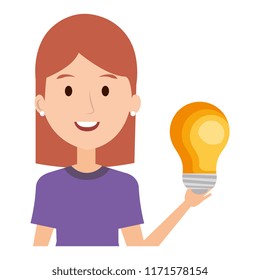 woman with bulb light