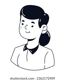woman with bun hair doodle icon isolated