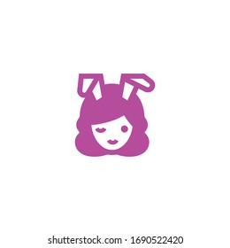 Woman With Bunny Ears, Isolated Flat Vector Emoji