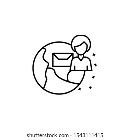 Woman business bag icon. Simple line, outline vector of project management icons for ui and ux, website or mobile application