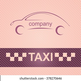 Woman business cards taxi - vector 10eps, women's pink taxi.