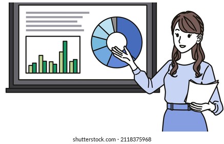 A Woman In An Business Casual Outfit Giving A Presentation