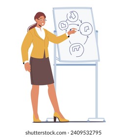 Woman Business Coach Empowers Others With Strategic Guidance, Fostering Success And Growth In Professional Endeavors Through Wisdom, Motivation, And Expertise. Cartoon People Vector Illustration