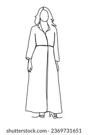 Woman in a business suit. One line drawing vector illustration.
