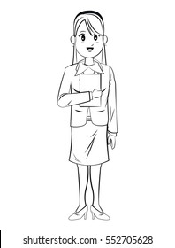 woman business worker standign sketch