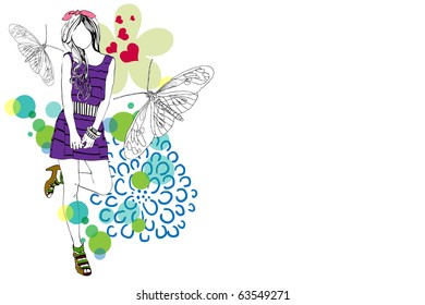 woman and butterfly