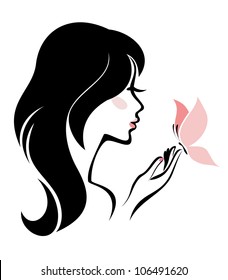 woman with butterfly, body care concept