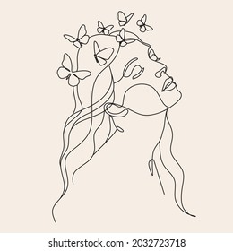 Woman Butterfly Line Art. Woman line art print. female line drawing 