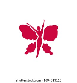 Woman butterfly logo design vector template