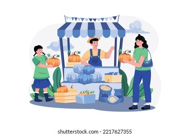 Woman Is Buying Pumpkins To Decorate For Thanksgiving Day