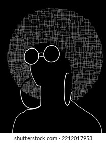 Woman by afro hair and sunglasses vector illustration.