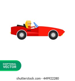 Woman in Cabriolet Vector Icon