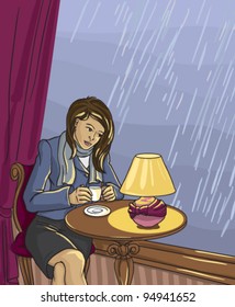 Woman in cafe